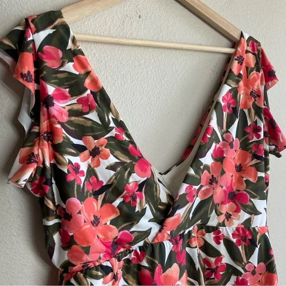 Anthropologie Floral One Piece Swimsuit - Pink and Green - Picture 7 of 12